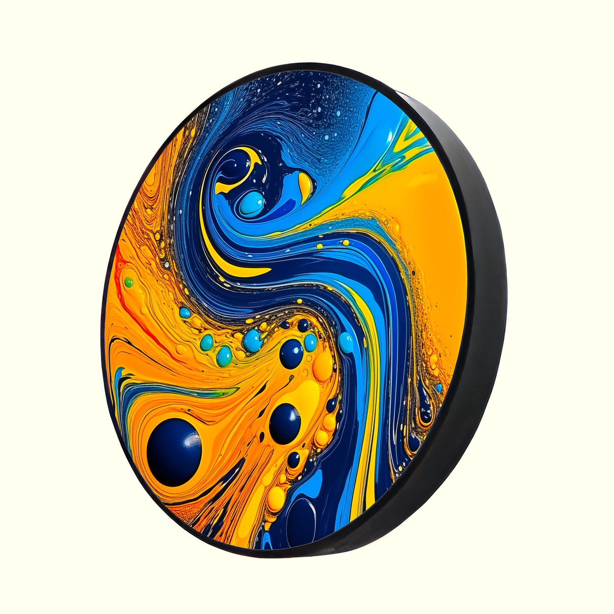 LED Wall Art Illuminated Artwork Blue and Yellow Abstract Wall Decor Led Sign Contemporary Art Lighted Wall Art Fluid Art Bedroom Decor 2