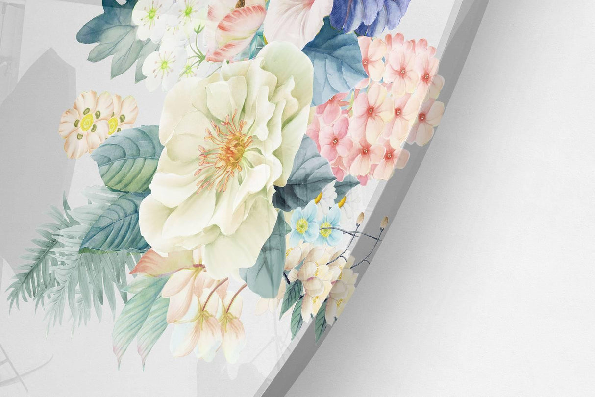 Light Flowers Pattern Printed Transparent Acrylic Circle - uniqstiq