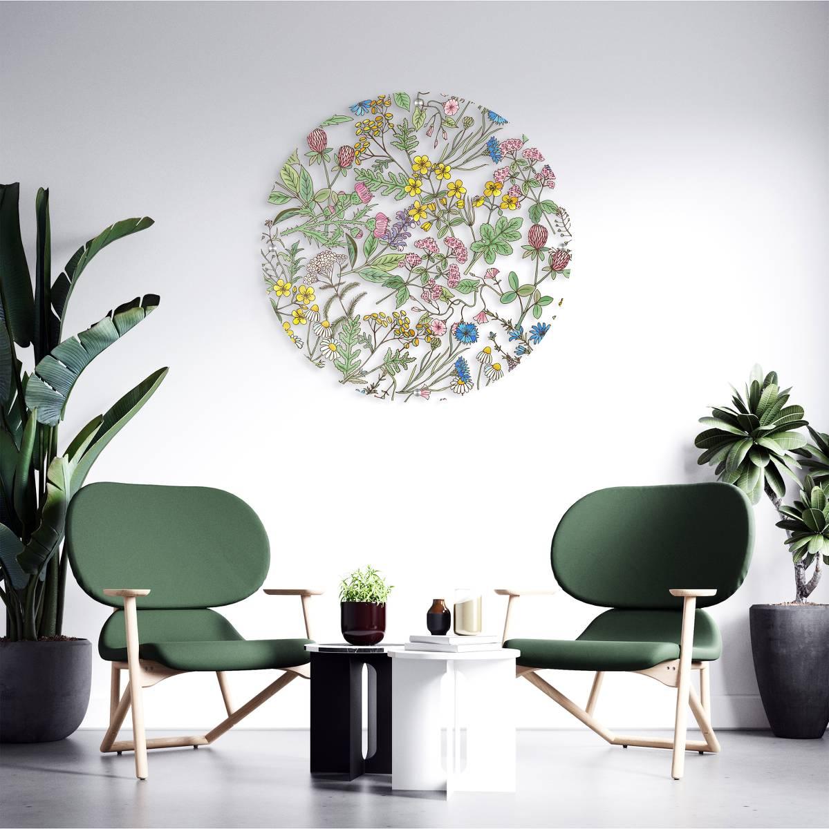 Little Colorful Flowers Printed Transparent Acrylic Circle - uniqstiq