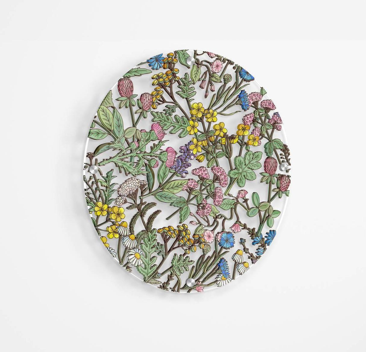 Little Colorful Flowers Printed Transparent Acrylic Circle