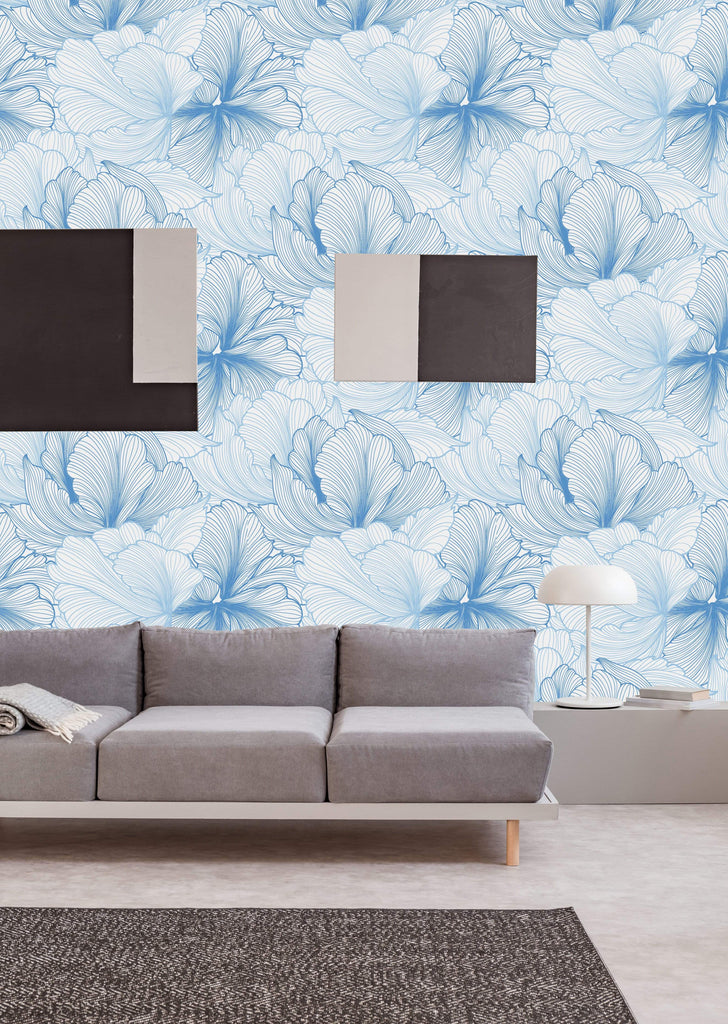 uniQstiQ Floral Lovely Blue Flowers Wallpaper Wallpaper
