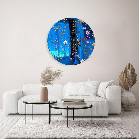 Lovely Field Flowers Mirrored Acrylic Circles Contemporary Home DǸcor Printed acrylic