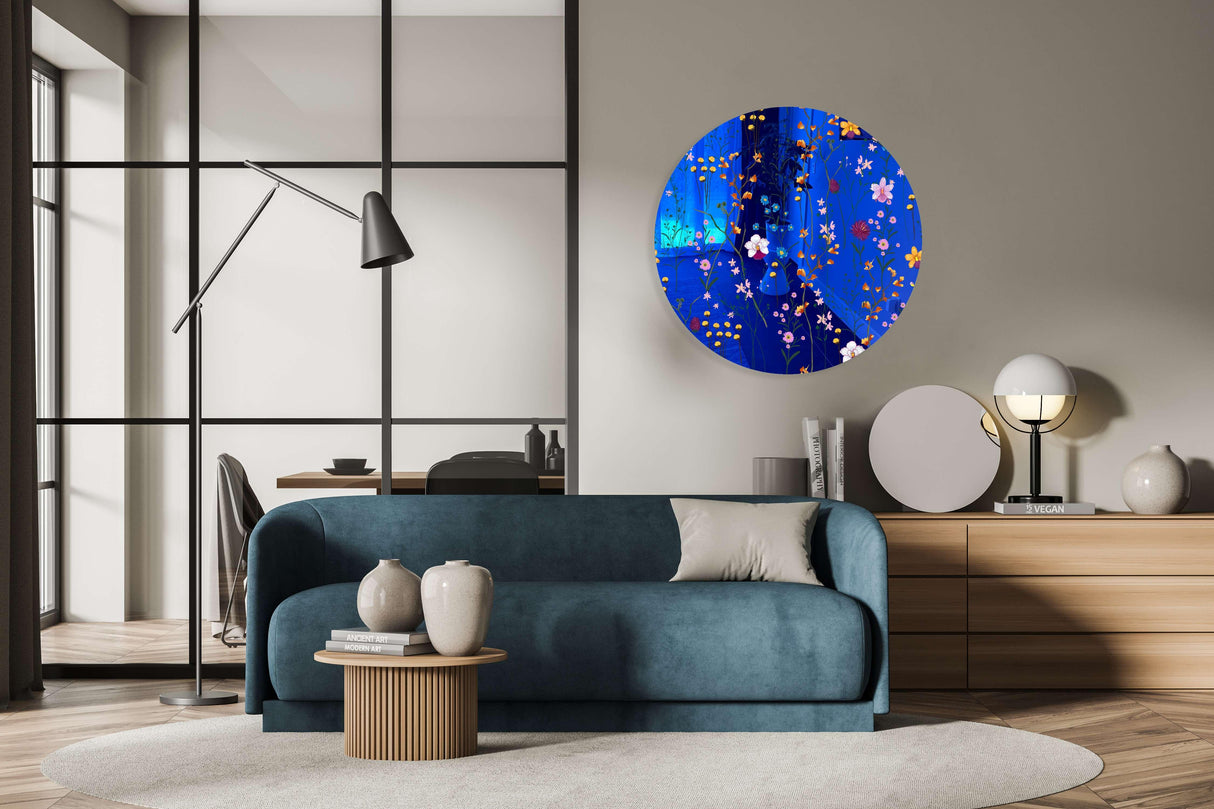 Lovely Field Flowers Mirrored Acrylic Circles Contemporary Home DǸcor Printed acrylic