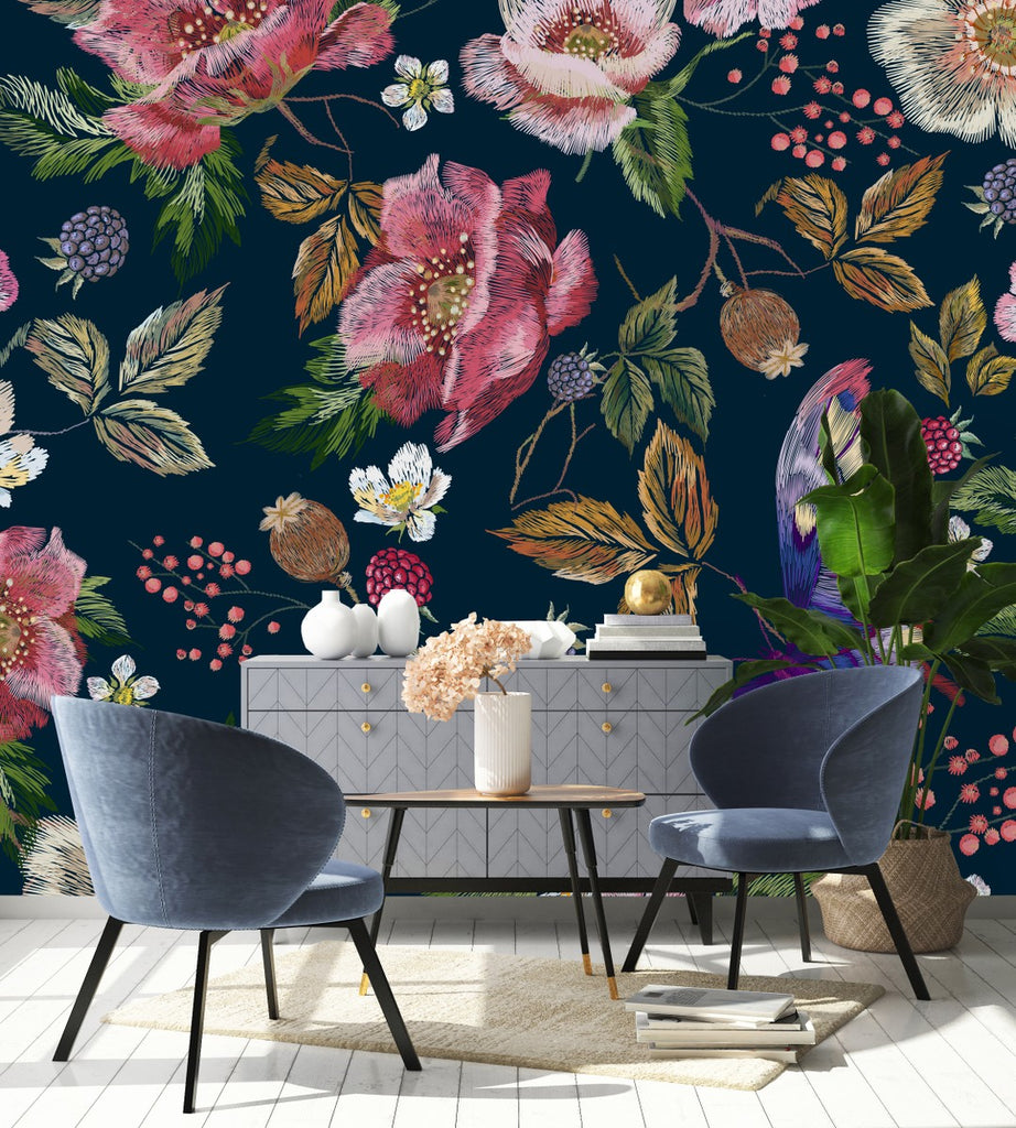 Berries and Flowers Wallpaper uniQstiQ Murals
