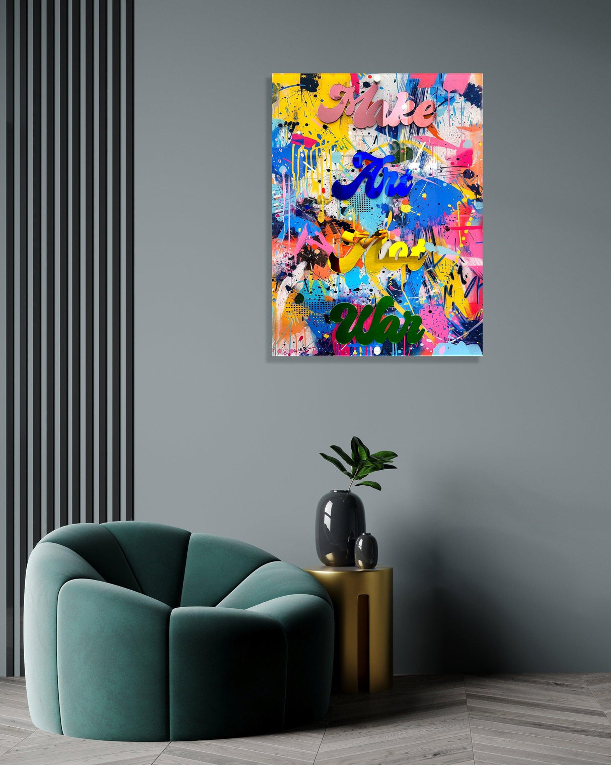 Make Art Not War Pop Art Wall Sculpture Quote Art Extra Large Wall Decor UV Print Acrylic Wall Art Mid Century Modern Wall Art - uniqstiq