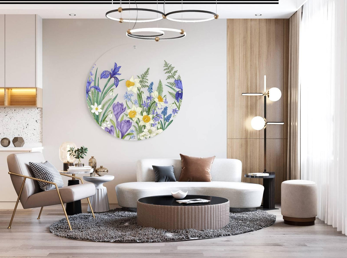 Meadow Flowers Printed Transparent Acrylic Circle - uniqstiq