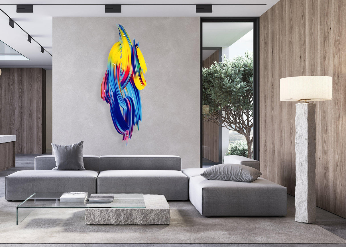 Mid Century Modern Wall /Oversized Multicolor Wall Art /Trendy Wall Art / Home Decor / Wall Decor/Wall Sculpture/ Printed Abstract Wall Decor - uniqstiq