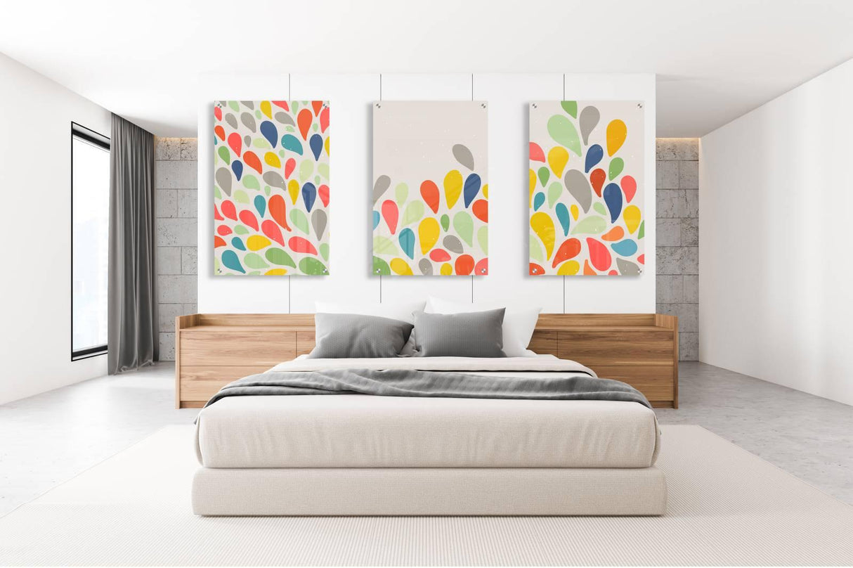 Multicolored Drops Set of 3 Prints Modern Wall Art Modern Artwork Image 2