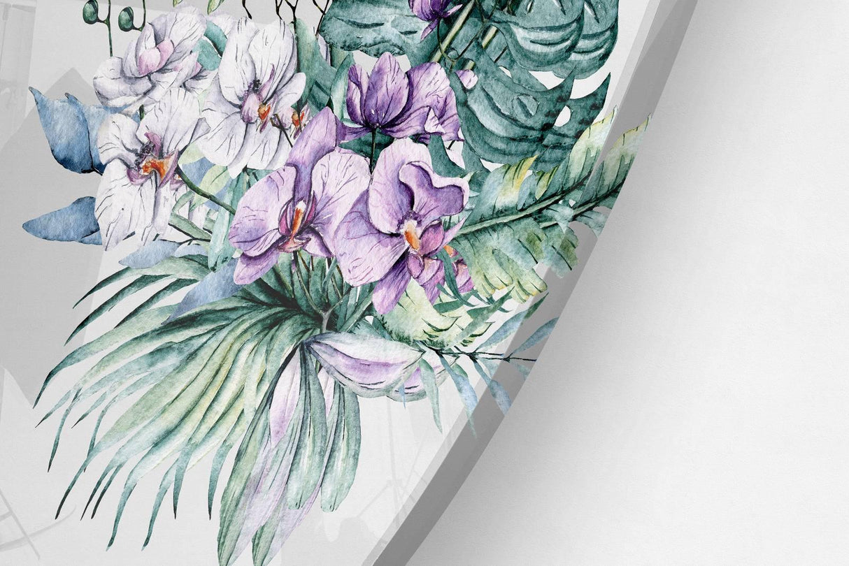 Orchid Composition Printed Transparent Acrylic Circle - uniqstiq