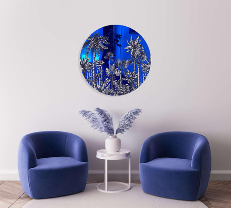Palms Pattern Mirrored Acrylic Circles Contemporary Home DǸcor Printed acrylic