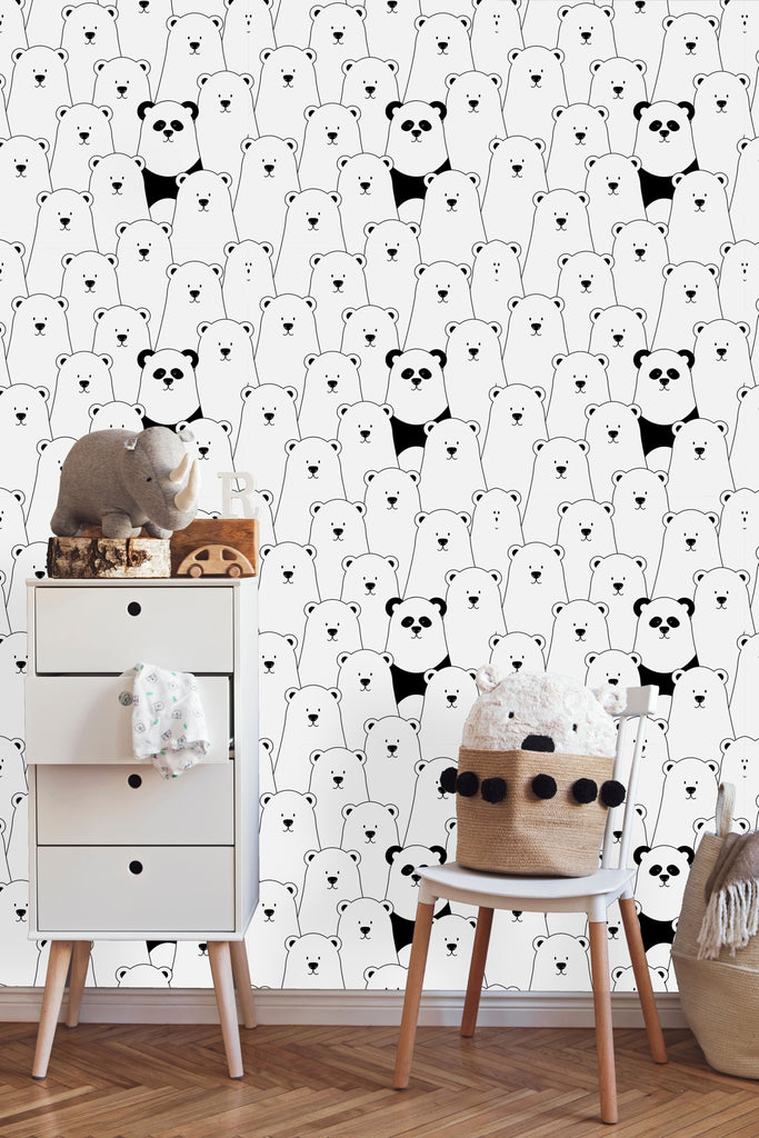uniQstiQ Kids Pandas and Bears Wallpaper Wallpaper