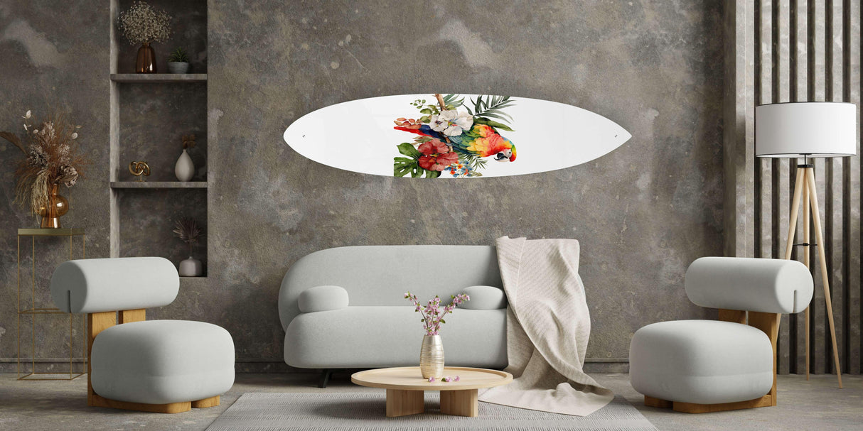 Parrot Pattern Acrylic Surfboard Wall Art
