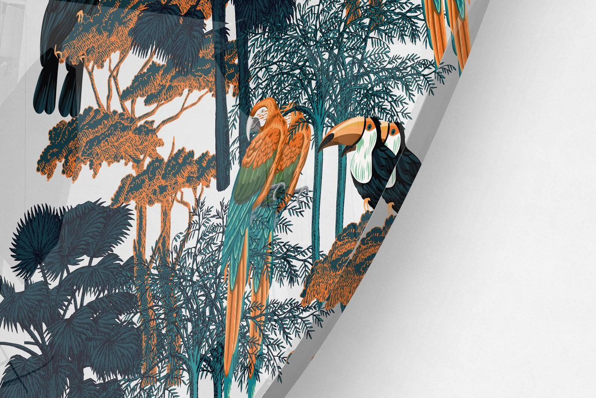 Parrots Pattern Printed Transparent Acrylic Circle - uniqstiq