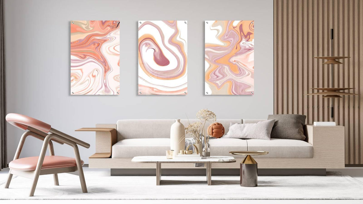 Pastel Colors Ornament Set of 3 Prints Modern Wall Art Modern Artwork Image 1