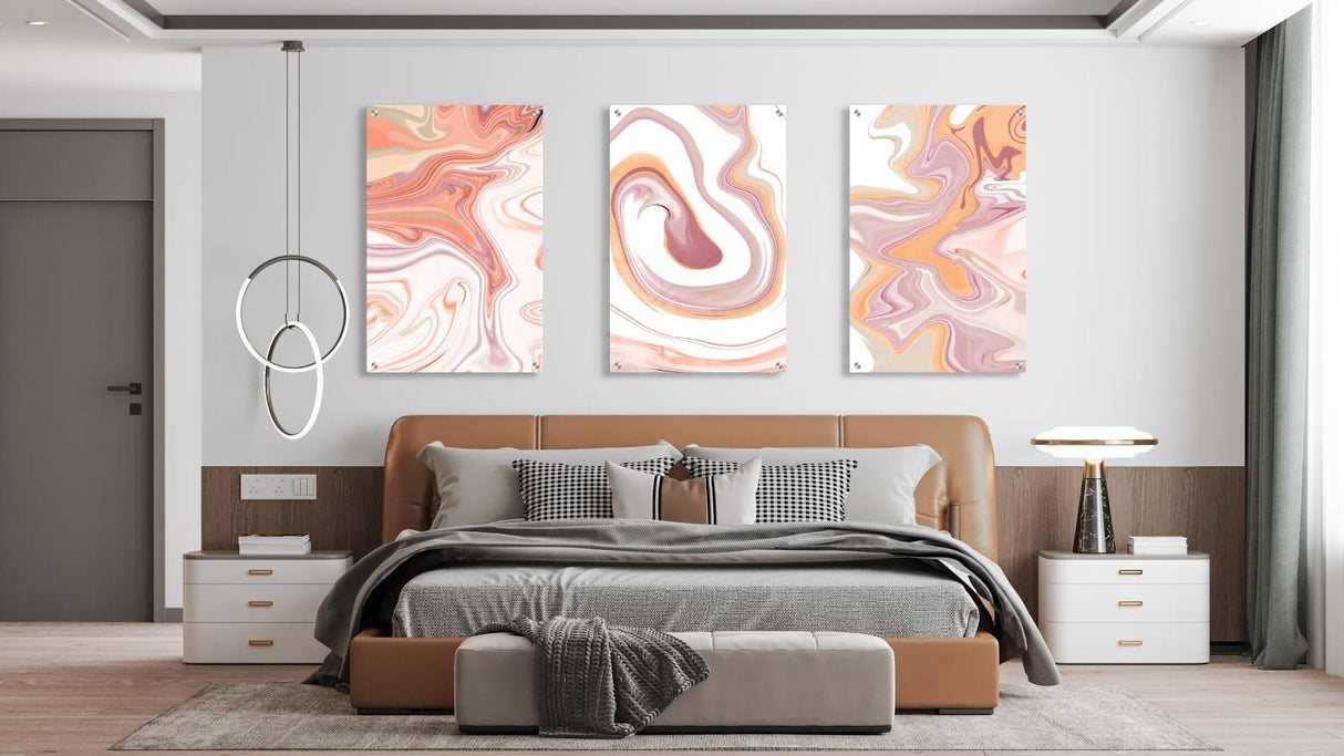 Pastel Colors Ornament Set of 3 Prints Modern Wall Art Modern Artwork Image 2