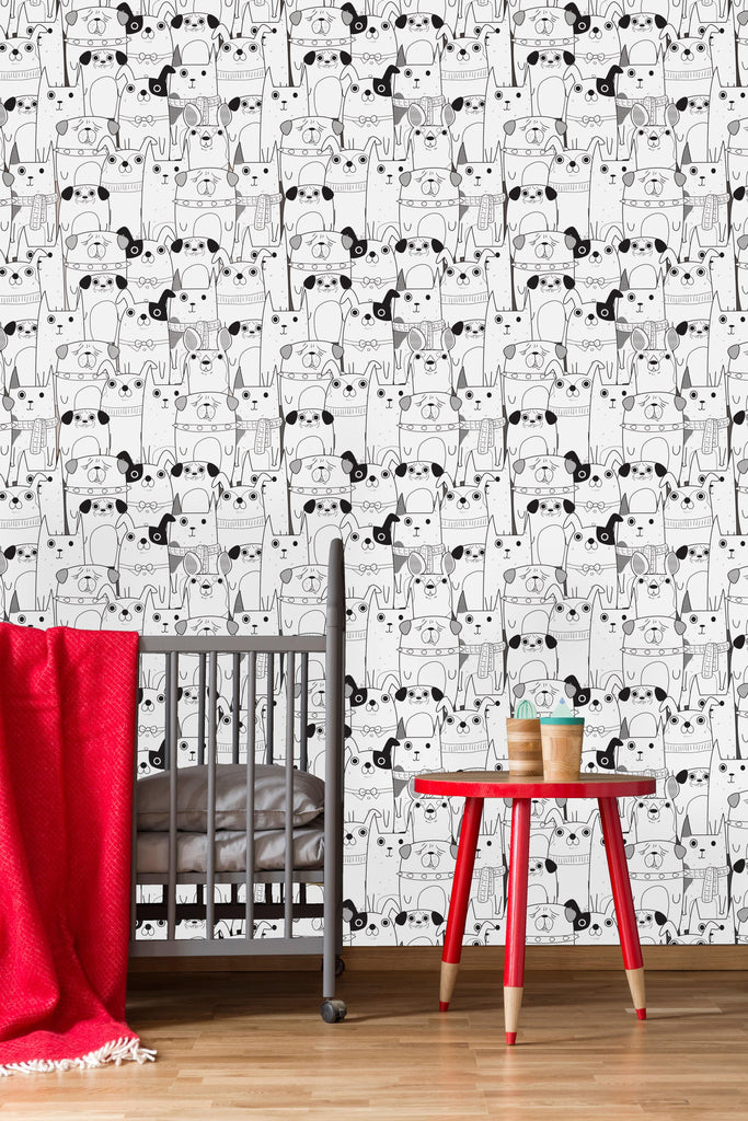 uniQstiQ Kids Pattern of Dogs Wallpaper Wallpaper