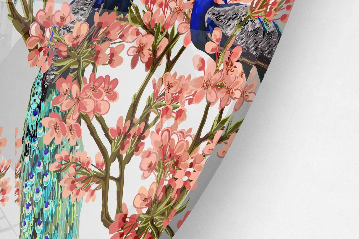 Peacocks Printed Transparent Acrylic Circle - uniqstiq