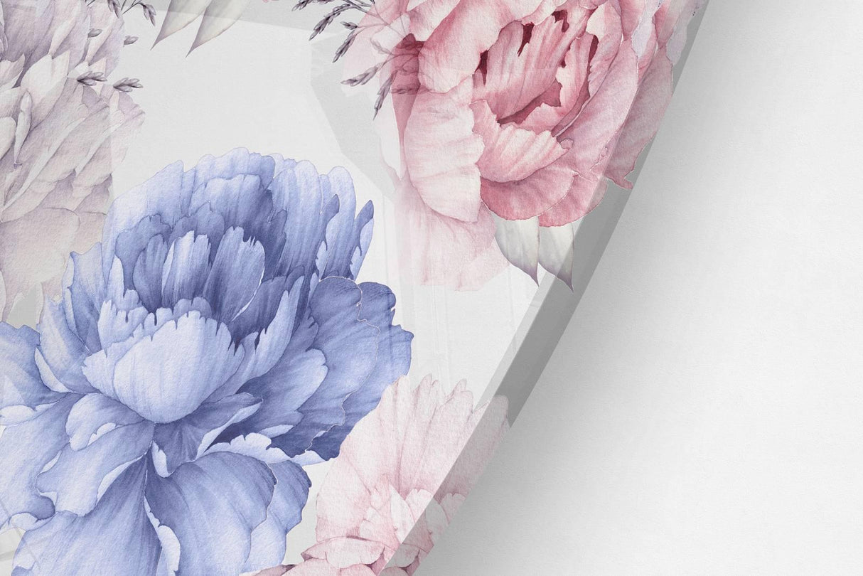Peonies Pattern Printed Transparent Acrylic Circle - uniqstiq