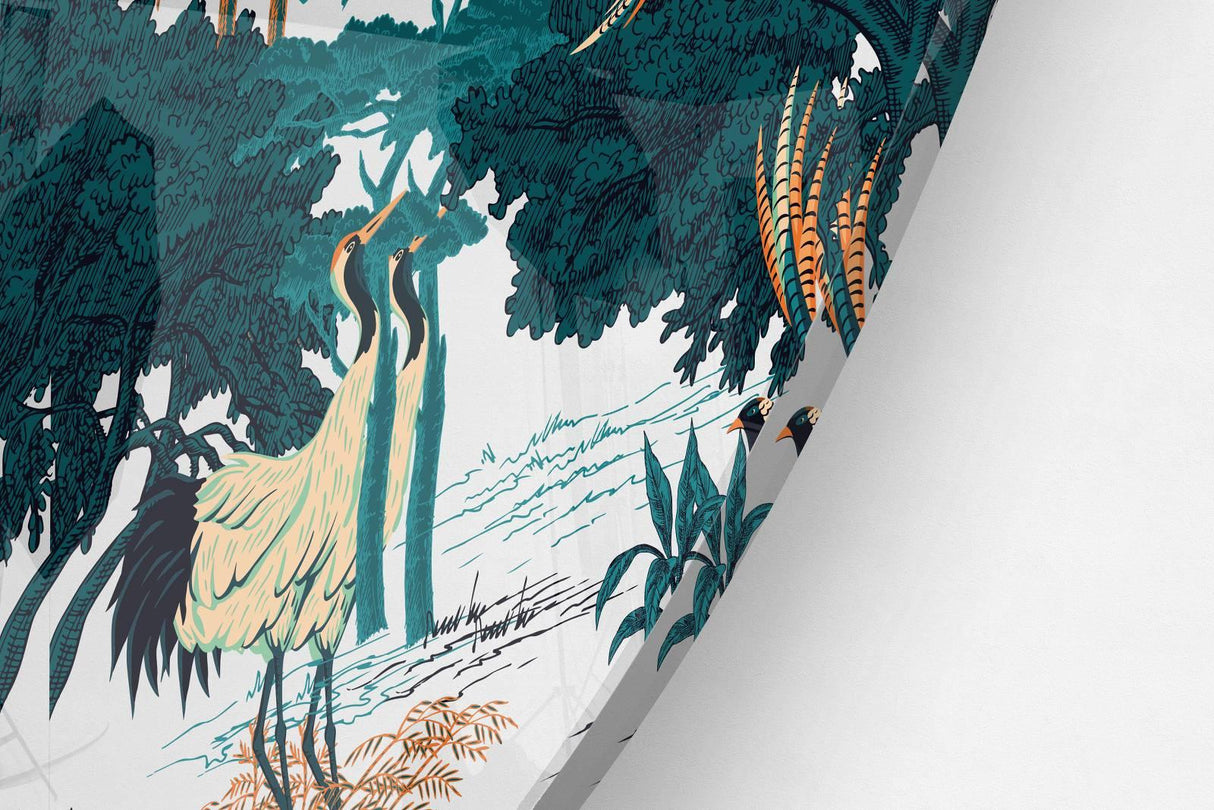 Pheasant Pattern Printed Transparent Acrylic Circle - uniqstiq