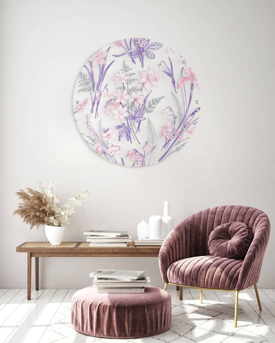 Pink Narcissus Printed Transparent Acrylic Circle - uniqstiq