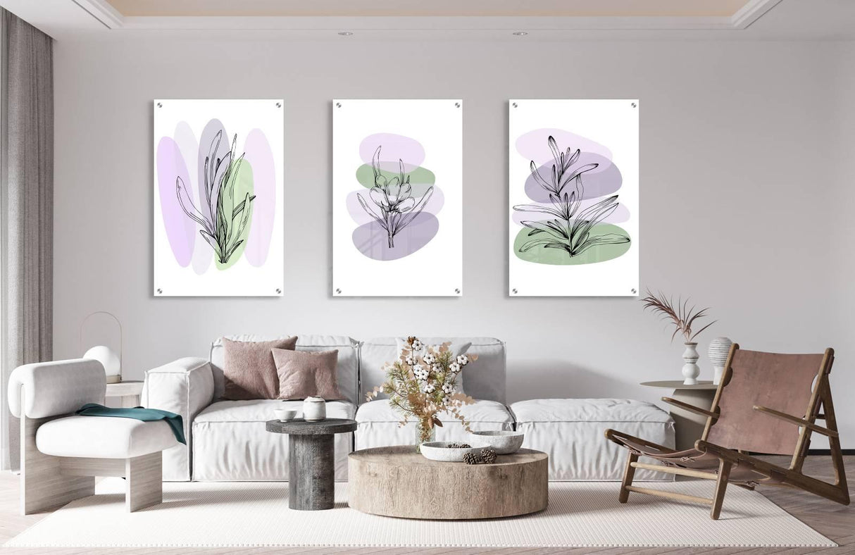 Plants Design Set of 3 Prints Modern Wall Art Modern Artwork Image 1