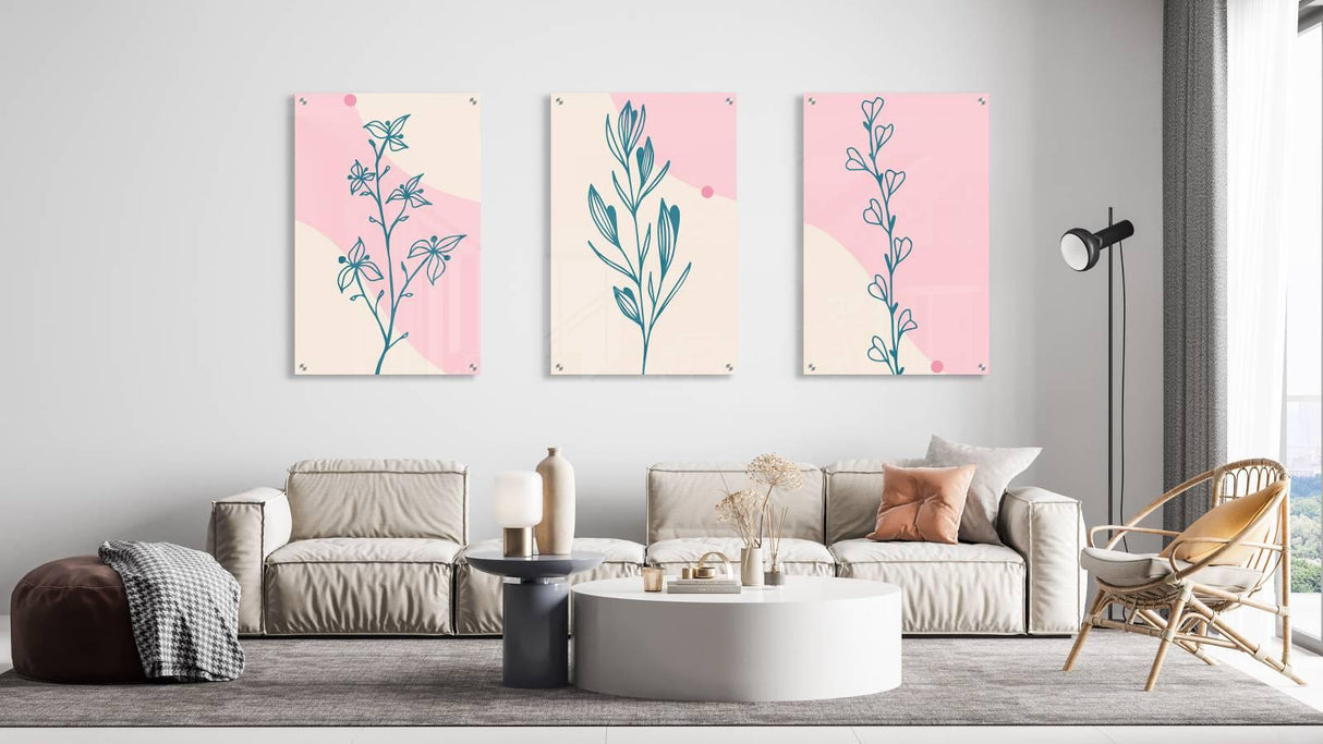 Plants Pattern Set of 3 Prints Modern Wall Art Modern Artwork Image 2