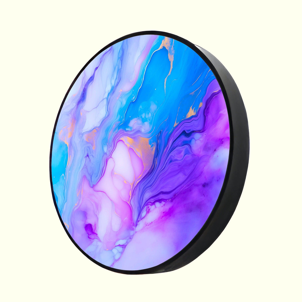 Pop Art Purple and Blue Marble LED Wall Art Illuminated Round Display Artwork Abstract Led Sign Mid Century Modern Art Lighted Wall Art 2