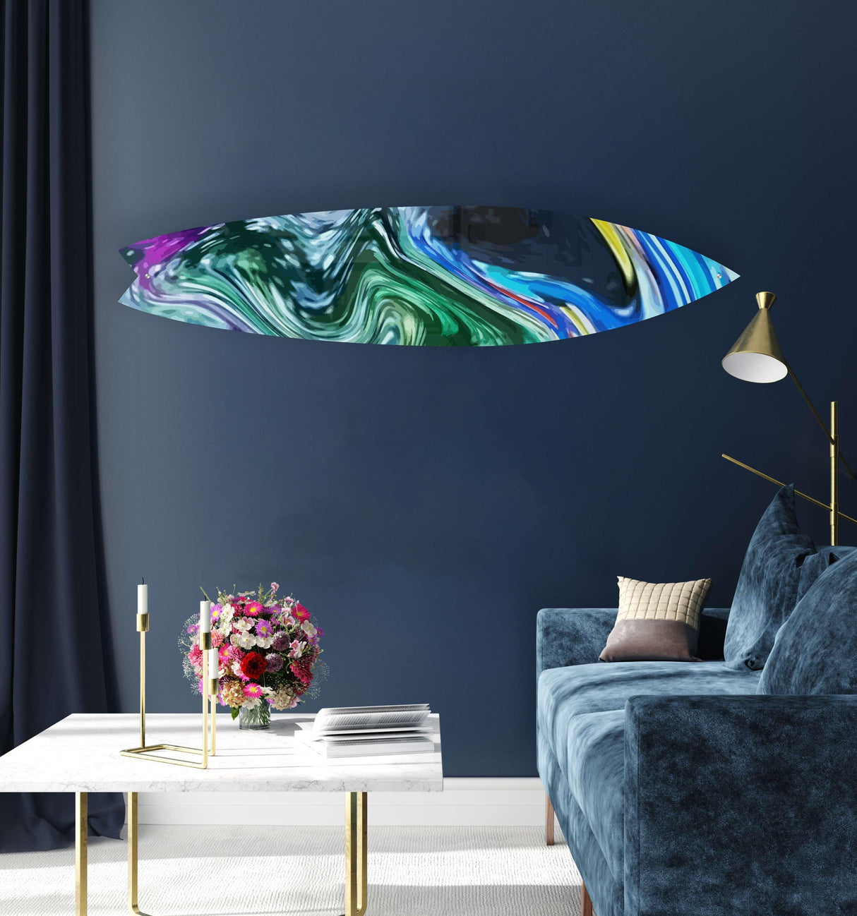 Psychadelic Blue Acrylic Surfboard Wall Art - uniqstiq