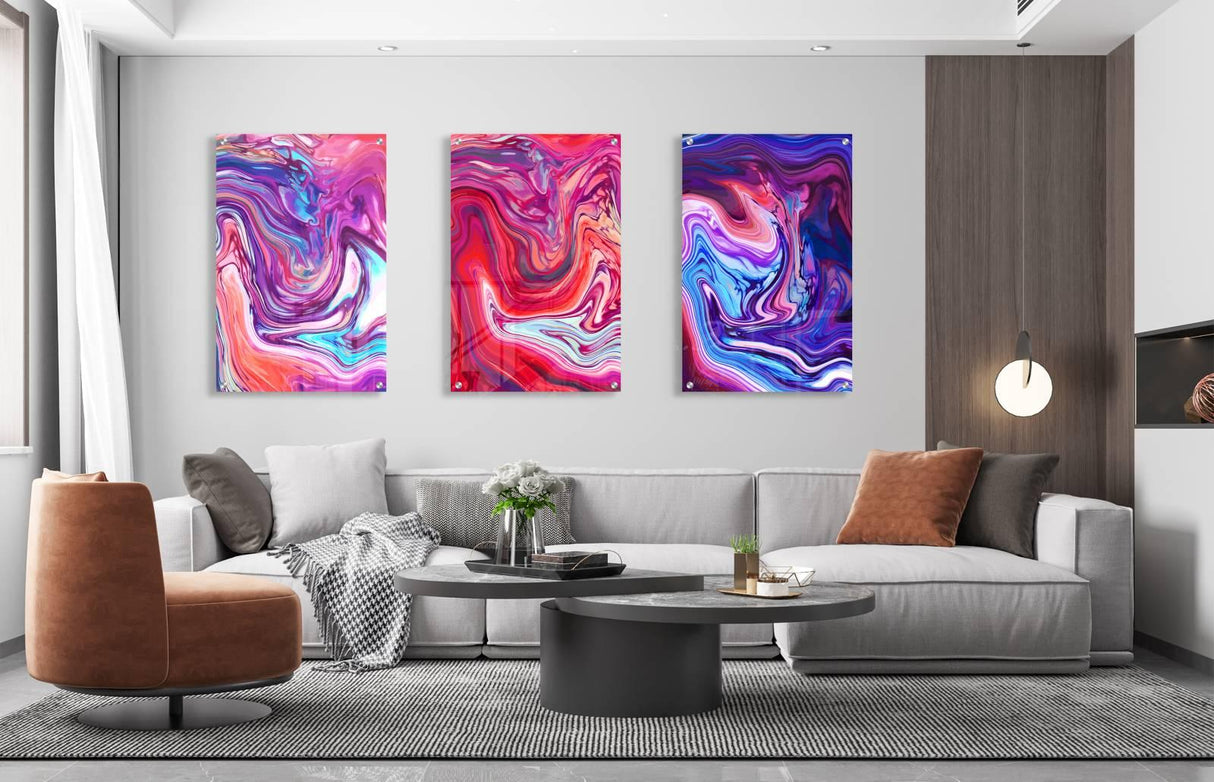 Purple and Pink Decor Set of 3 Prints Modern Wall Art Modern Artwork Image 2