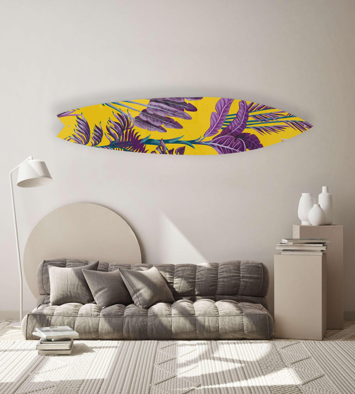 Purple Palm Leaves Acrylic Surfboard Wall Art - uniqstiq
