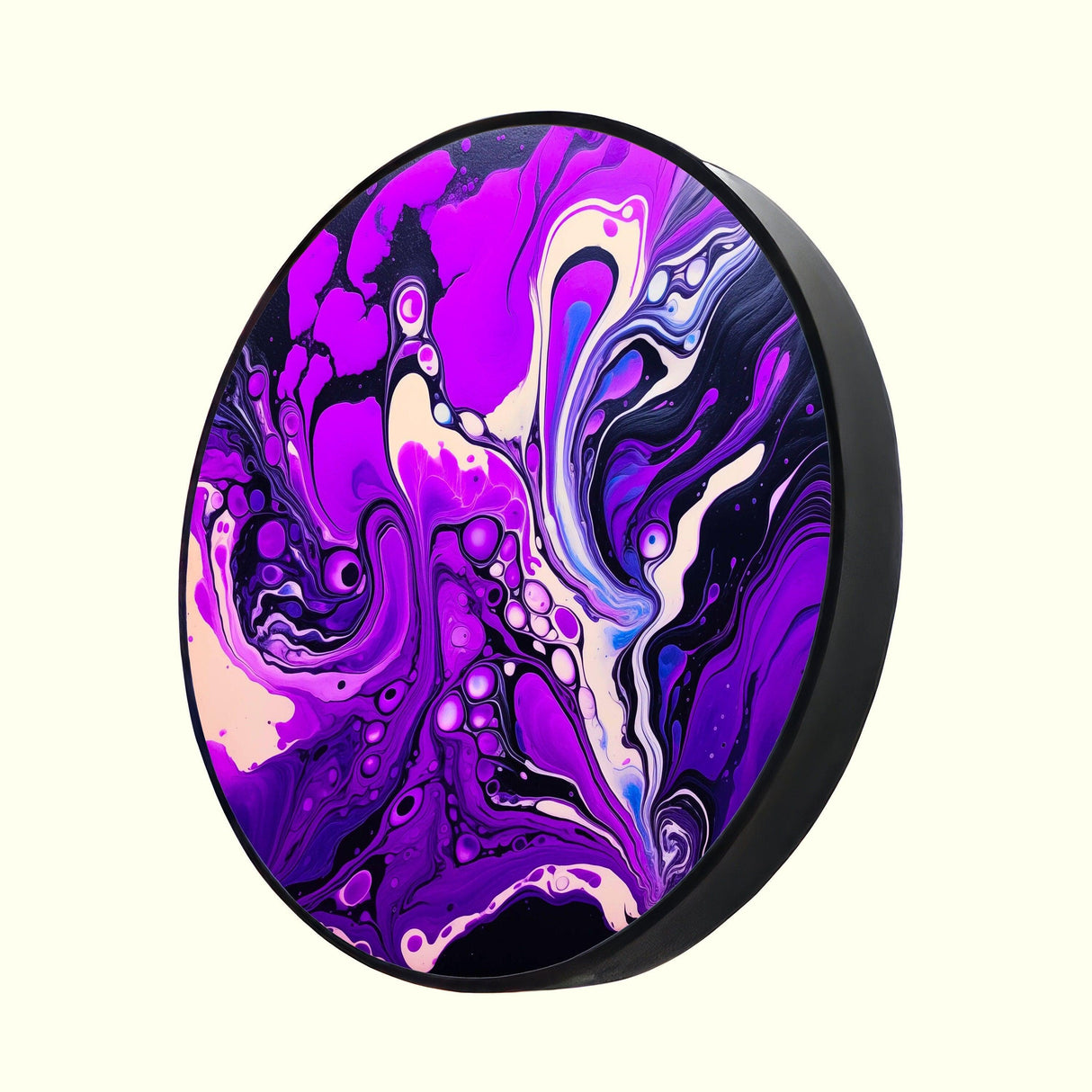 Purple Wall Decor LED Wall Art Illuminated Round Display Artwork Abstract Led Sign Mid Century Modern Art 3D Wall Art Fluid Art 2