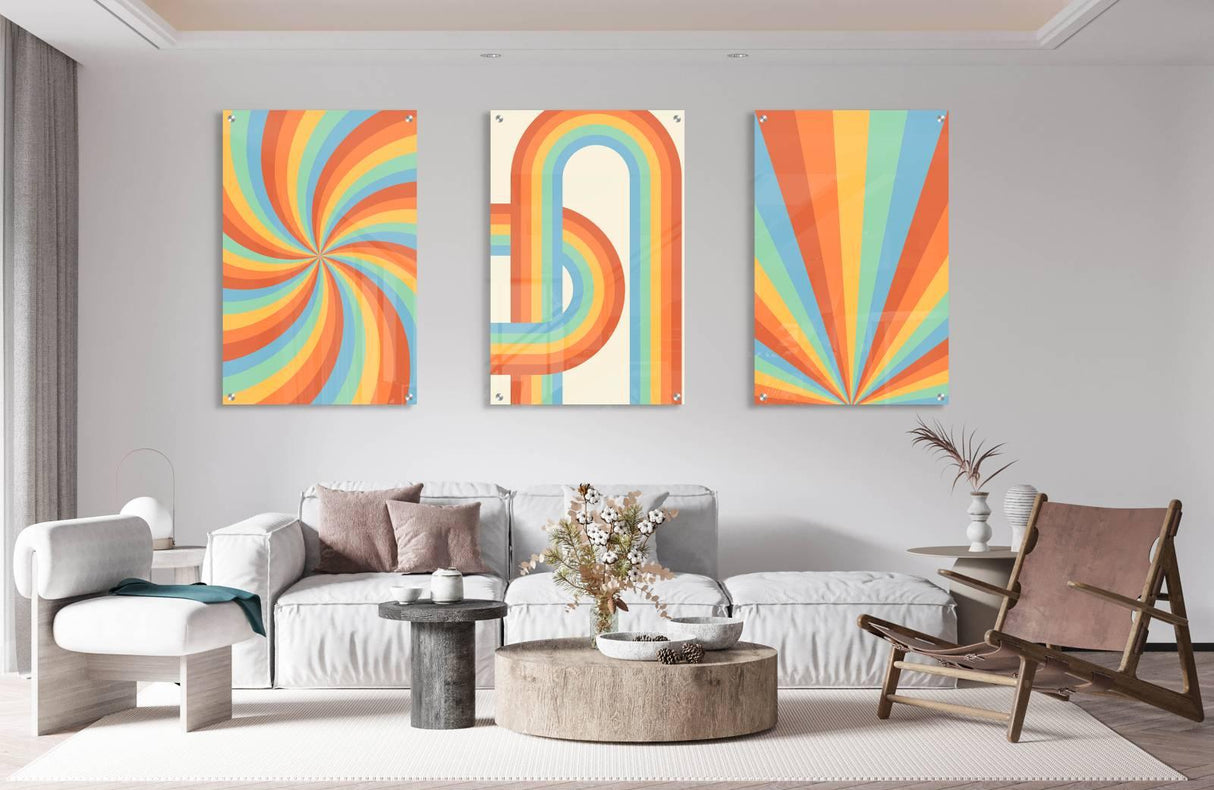 Rainbow Colors Pattern Set of 3 Prints Modern Wall Art Modern Artwork Image 1