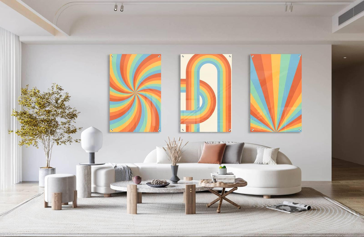 Rainbow Colors Pattern Set of 3 Prints Modern Wall Art Modern Artwork Image 2