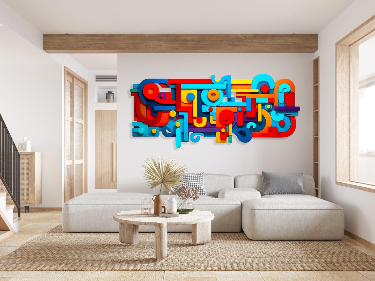 Scandinavian Art Large Colorful Wall Art Abstract Print Modern Art Mid Century Art Large Printable Decor Pop Art Sculpture Printed