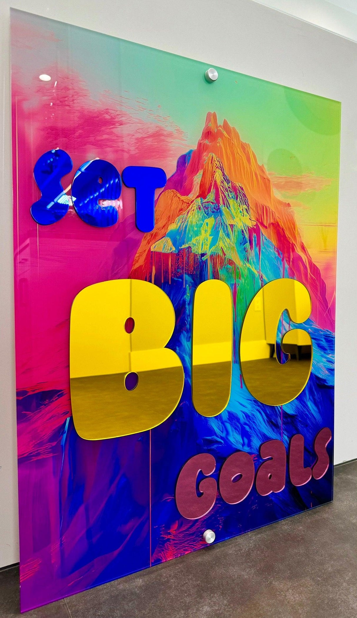 Set Big Goals Motivational Quote Wall Art, Trendy Wall Art, Pop Art, Wall Sculpture, Mid Century Modern Decor, Maximalist Decor - uniqstiq