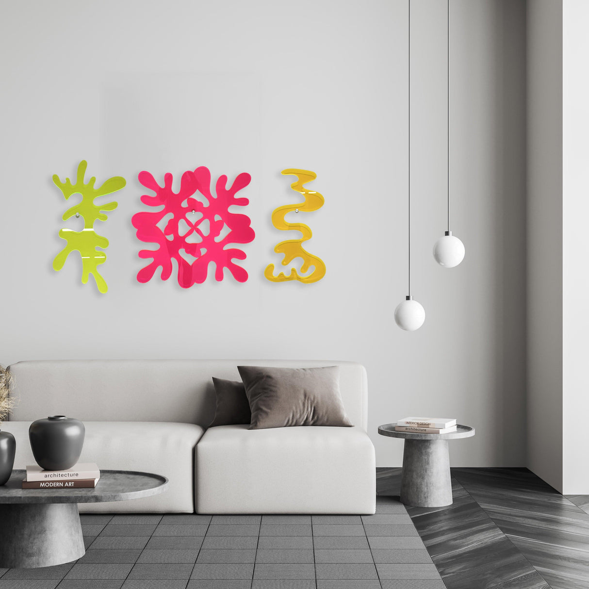 set-of-3-fluorescent-acrylic-art-neon-pop-art-wall-art-modern-art-wall-sculpture-abstract-wall-decor-neon-acrylic-glow-acrylic-matisse-art