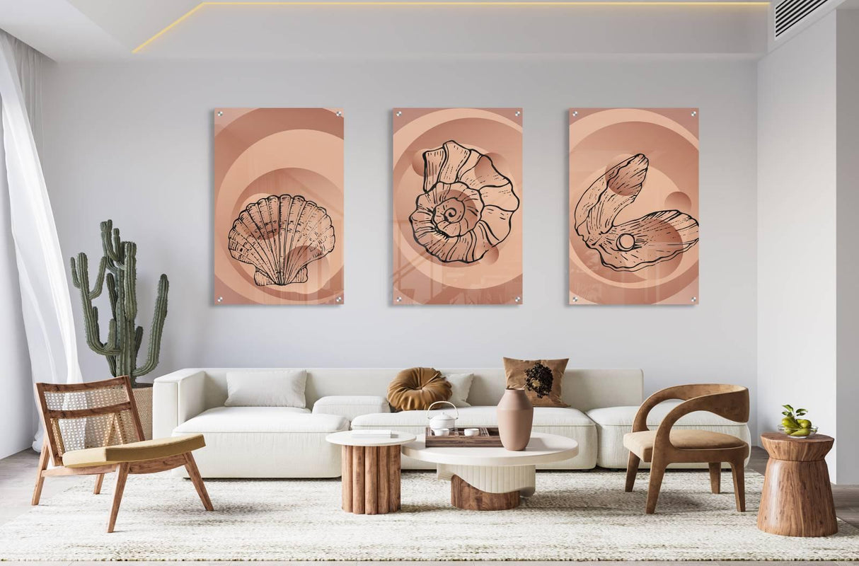 Shells Pattern Set of 3 Prints Modern Wall Art Modern Artwork Image 1