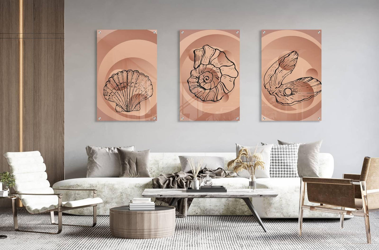 Shells Pattern Set of 3 Prints Modern Wall Art Modern Artwork Image 2