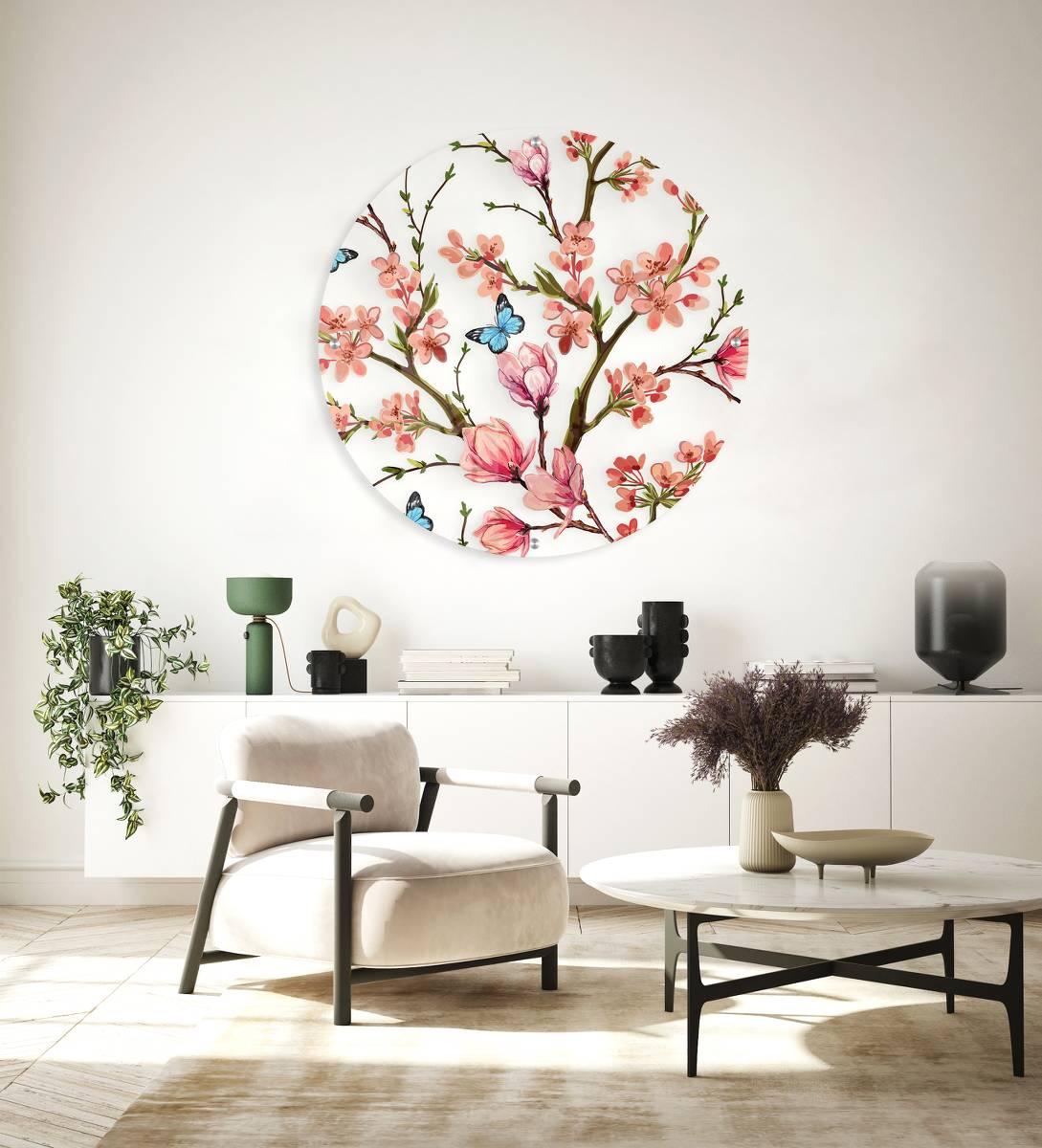 Spring Tree Printed Transparent Acrylic Circle - uniqstiq