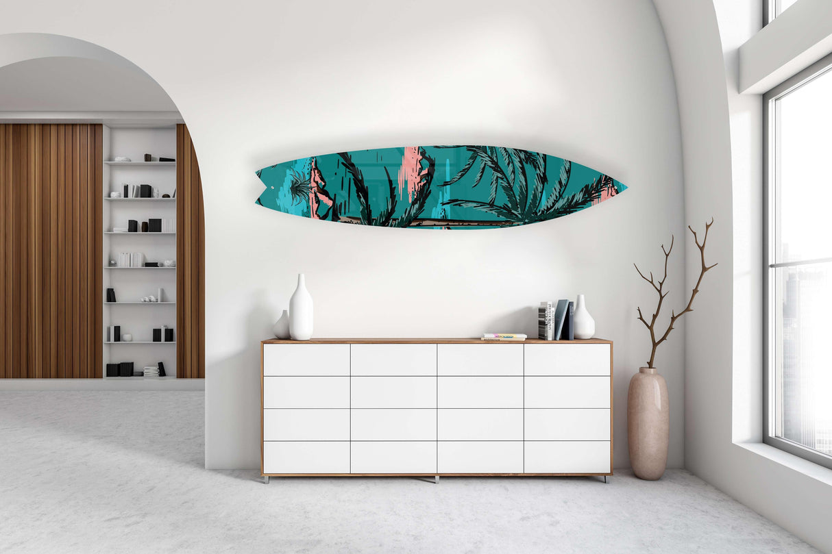 Summer Island Acrylic Surfboard Wall Art - uniqstiq