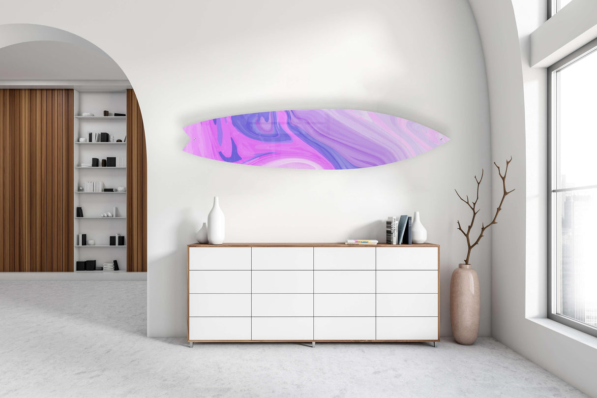 Trippy Purple Pink Acrylic Surfboard Wall Art - uniqstiq