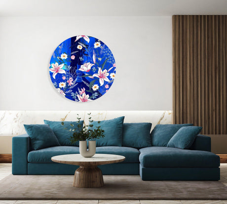 Tropical Botanical Motifs Mirrored Acrylic Circles Contemporary Home DǸcor Printed acrylic