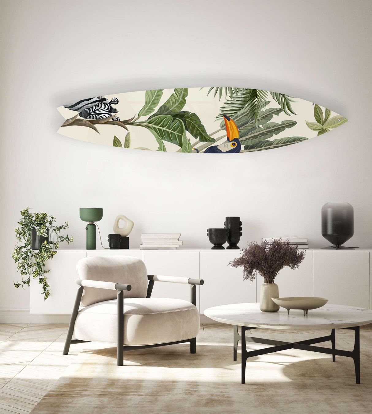 Tropical Toucan Zebra Acrylic Surfboard Wall Art - uniqstiq