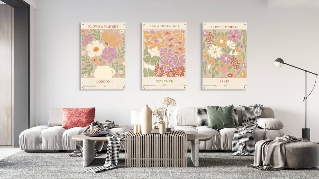 Floral Posters Design Set of 3 Prints Modern Wall Art Modern Artwork Image 1