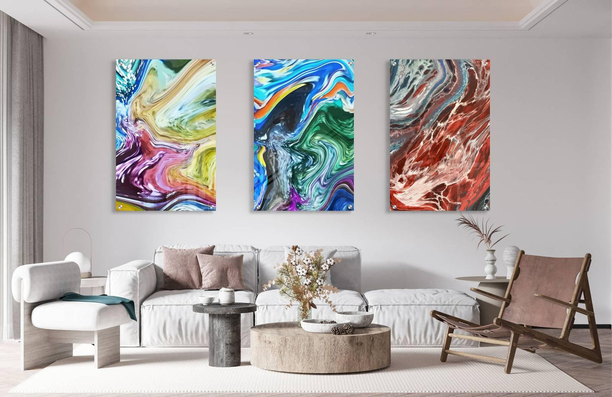 Twisted Shapes Set of 3 Prints Modern Wall Art Modern Artwork Image 1