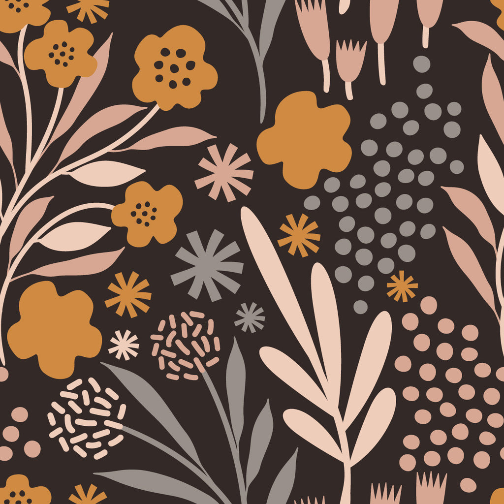 Brown Floral Wallpaper uniQstiQ Floral