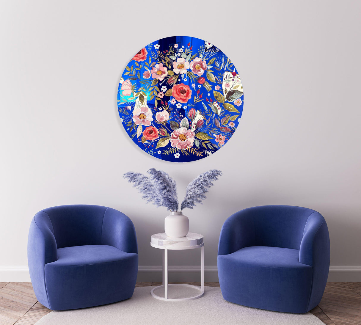 Vintage Berries and Flowers Mirrored Acrylic Circles Contemporary Home DǸcor Printed acrylic