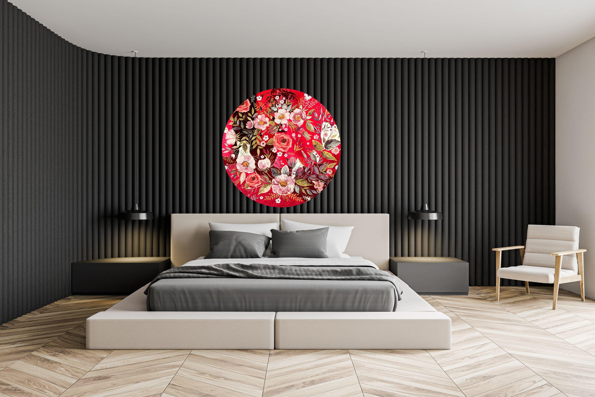 Vintage Berries and Flowers Mirrored Acrylic Circles Contemporary Home DǸcor Printed acrylic