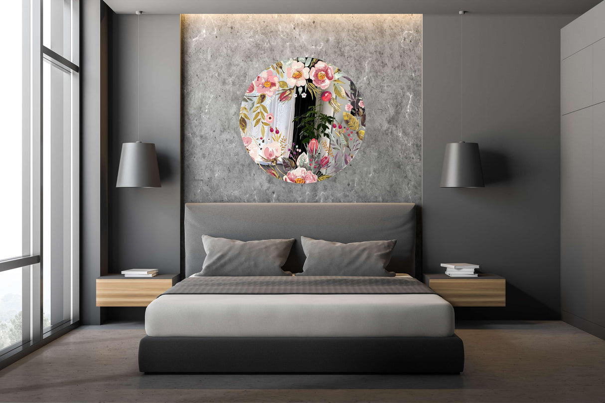 Vintage Berries Mural Mirrored Acrylic Circles Contemporary Home DǸcor Printed acrylic