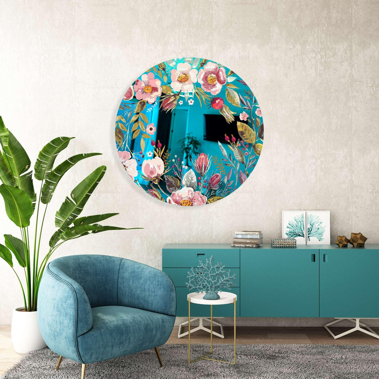 Vintage Berries Mural Mirrored Acrylic Circles Contemporary Home DǸcor Printed acrylic